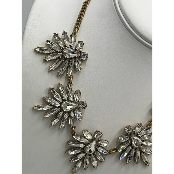 J. Crew‎ Clear Spear Prong Set Faceted Rhinestone Statement Necklace - Picture 7 of 14